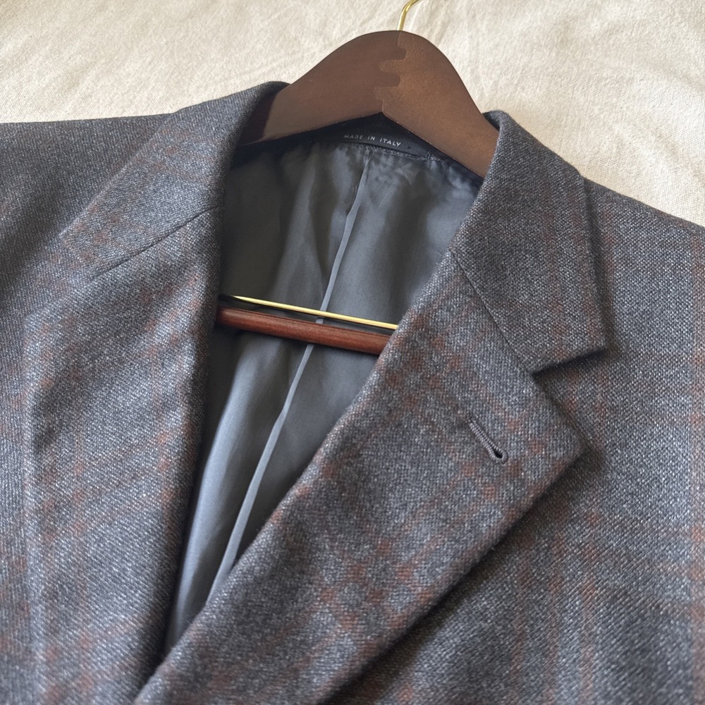 Mens 42R Armani Collezioni Luxury 100% Cashmere Plaid Blazer Made In Italy
